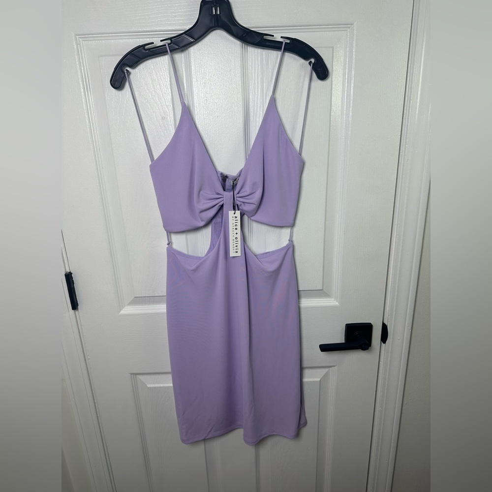 Alice + Olivia Havana Lavender Sleeveless Cutout Mini Dress Size US 12 NWT $285